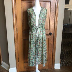 Lauren Conrad OS Sleeveless Mint Green Floral Wrap/Coverup Resort Vacation Swim